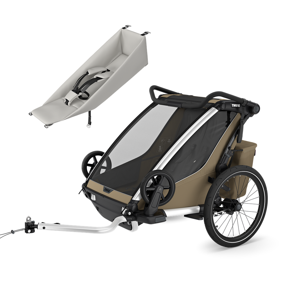 Thule Chariot Cross 2 Geschwisterwagen-Set für Kleinkinder – Faded Khaki