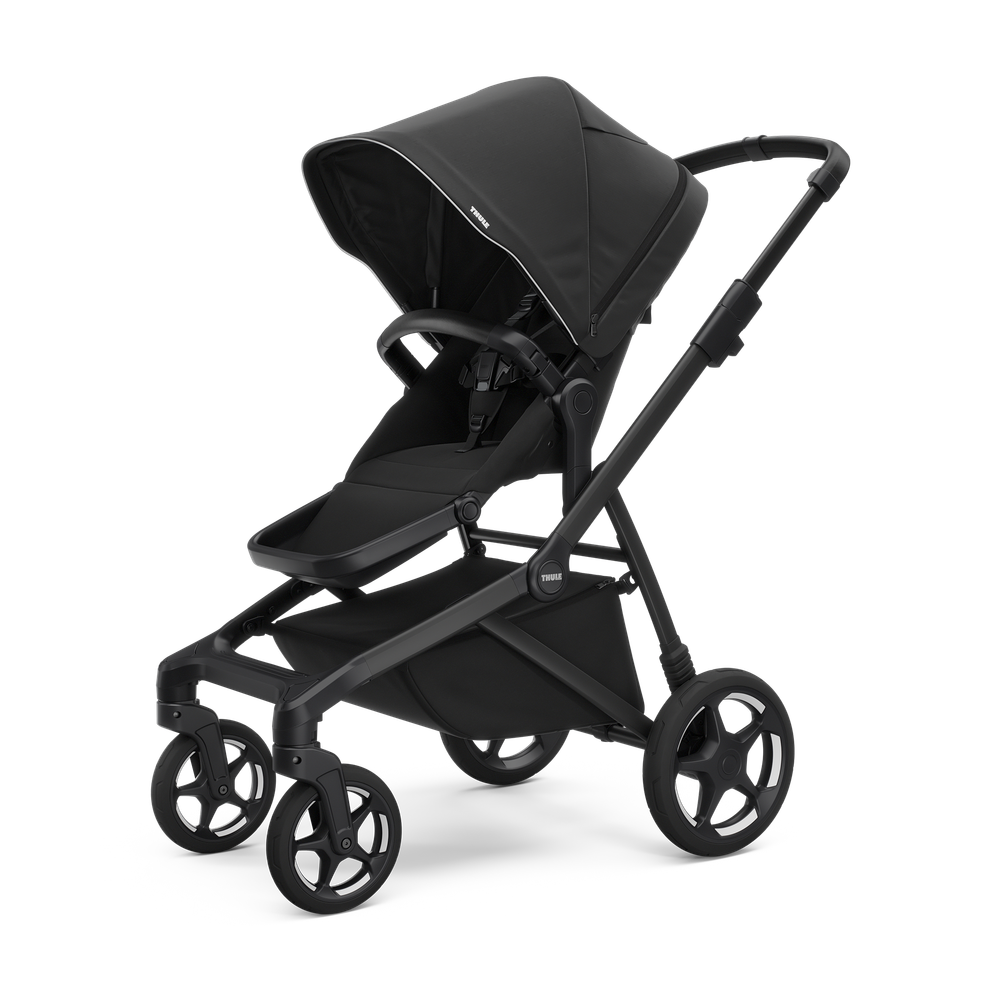 Thule Sleek 2 Wandelbarer Kinderwagen – Tiefschwarz (Midnight Black) – Mono & Geschwisterwagen