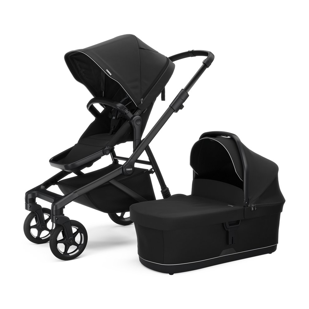 Thule Sleek 2 Kombikinderwagen Bundle – Tiefschwarz – Inkl. Babywanne