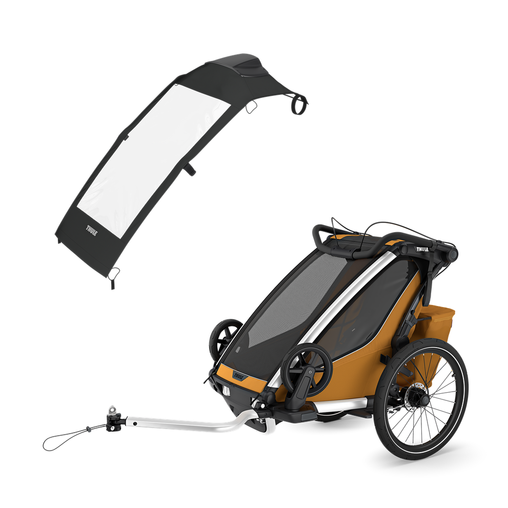 Thule Chariot Sport 2 single with Thule Chariot air purifier cover – Natural Gold