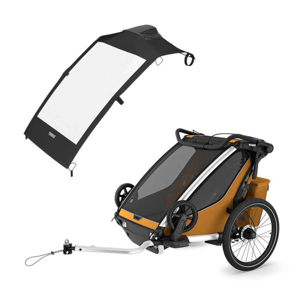 Thule Chariot Sport 2 double with Thule Chariot air purifier cover – Natural Gold