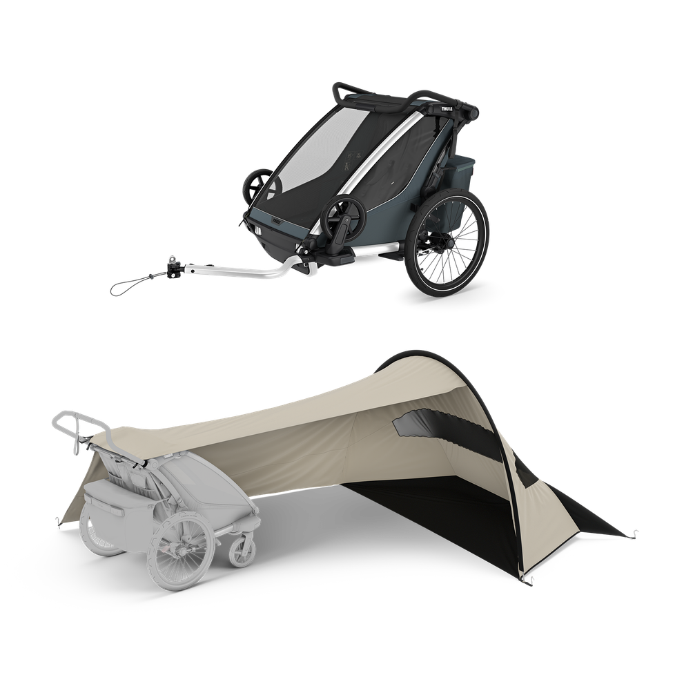 Thule Chariot Cross 2 mit Thule sun and wind tarp – double Dark Slate