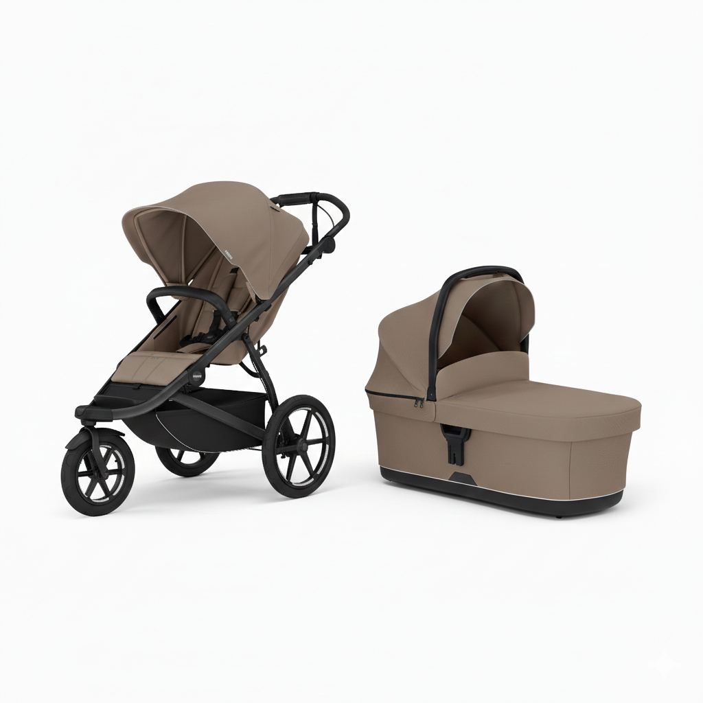 Thule Urban Glide 3 Kombikinderwagen-Bundle – Getöntes Taupe – Inkl. Babywanne