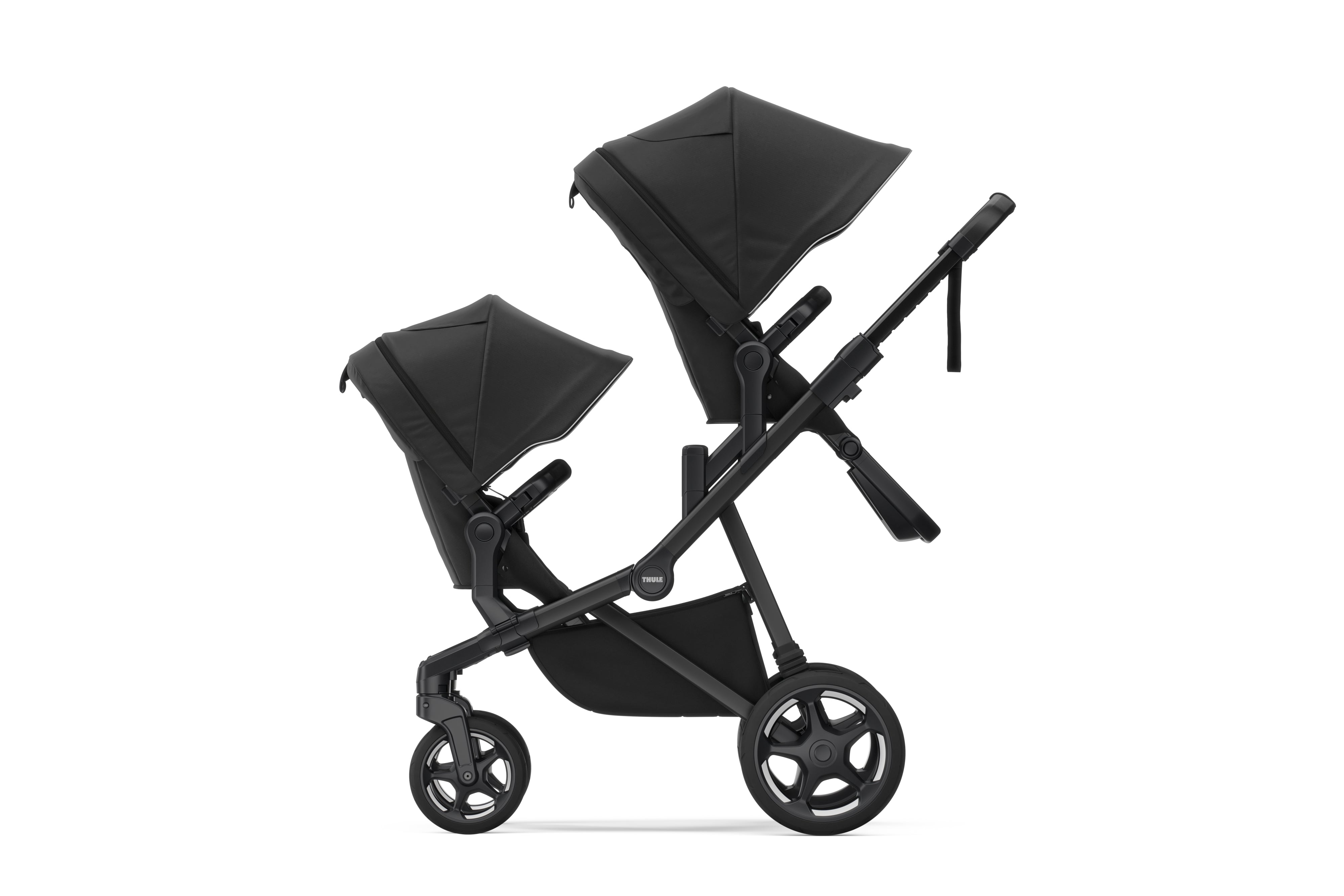 Thule Sleek 2 Wandelbarer Kinderwagen – Tiefschwarz (Midnight Black) – Mono & Geschwisterwagen