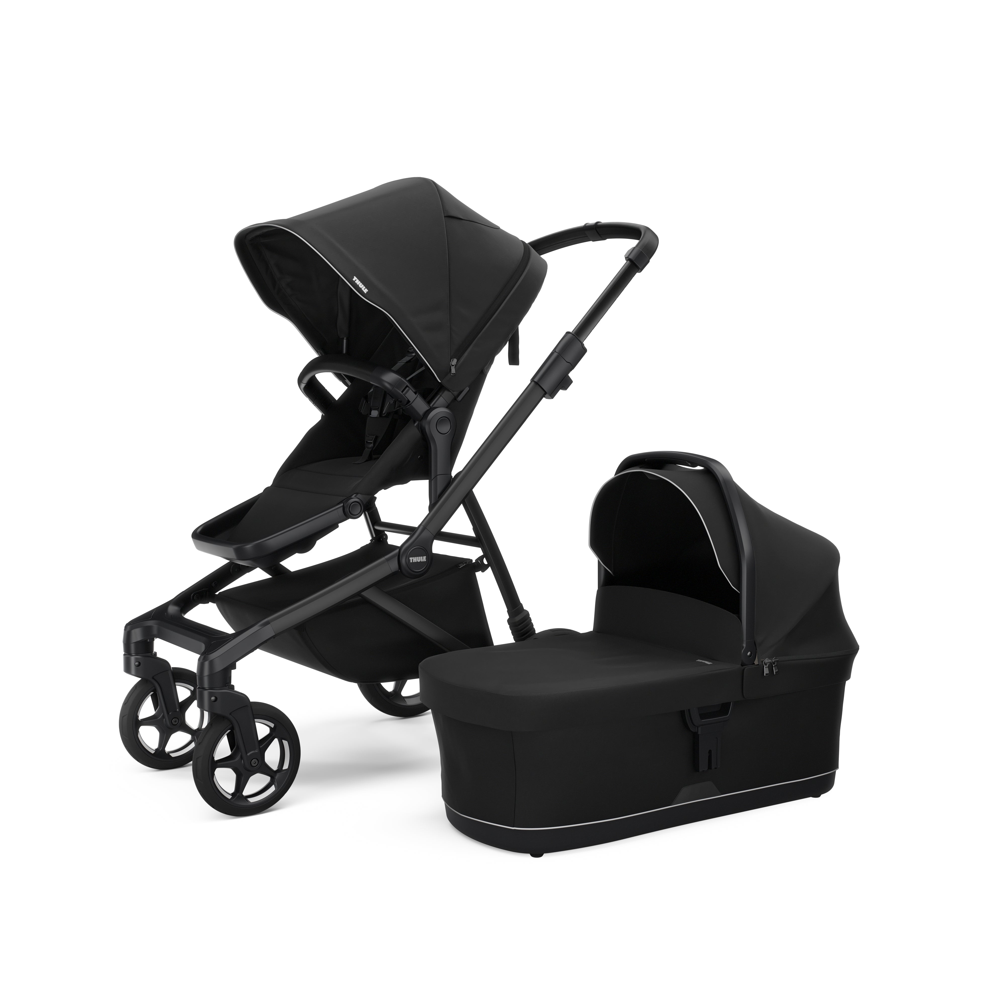 Thule Sleek 2 Kombikinderwagen Bundle – Tiefschwarz – Inkl. Babywanne