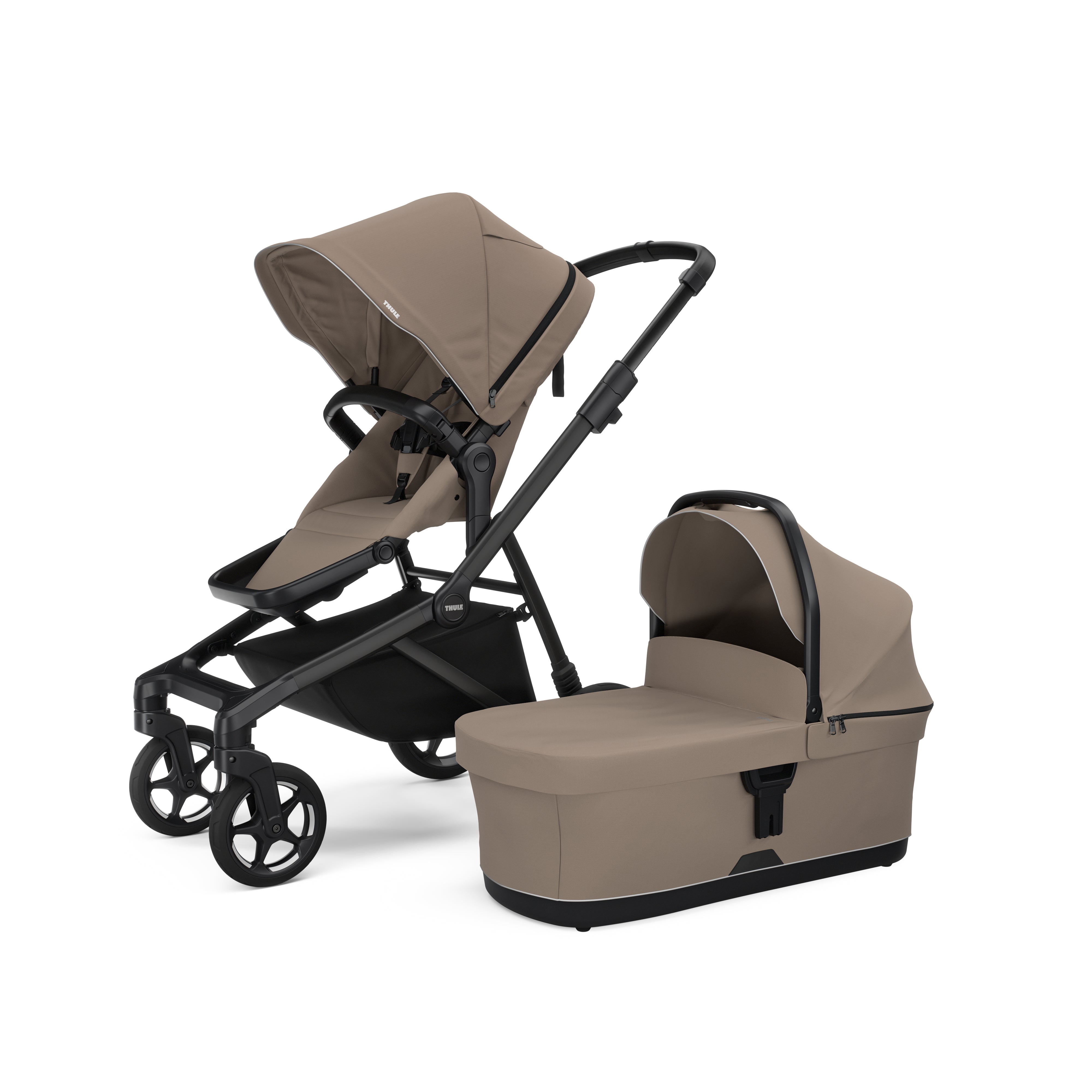 Thule Sleek 2 Kombikinderwagen Bundle – Getöntes Taupe – Inkl. Babywanne