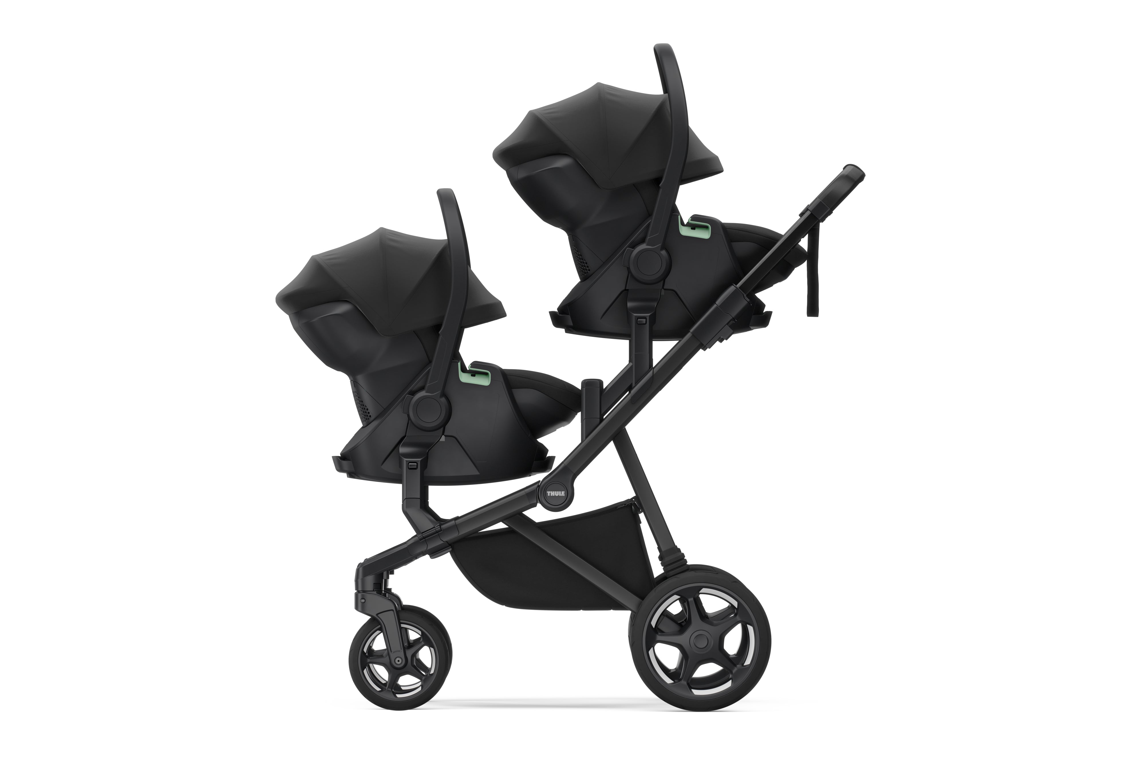 Thule Sleek 2 Wandelbarer Kinderwagen – Tiefschwarz (Midnight Black) – Mono & Geschwisterwagen