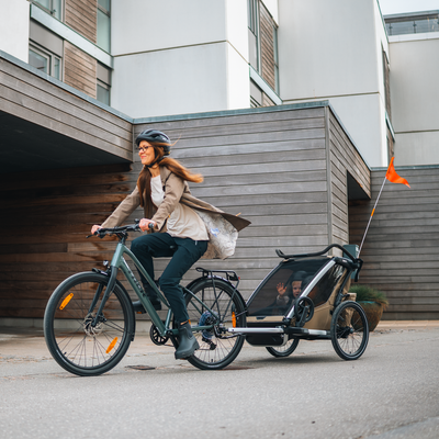 Thule Chariot Cross 2 double with Thule Chariot air purifier cover double – Dark Slate
