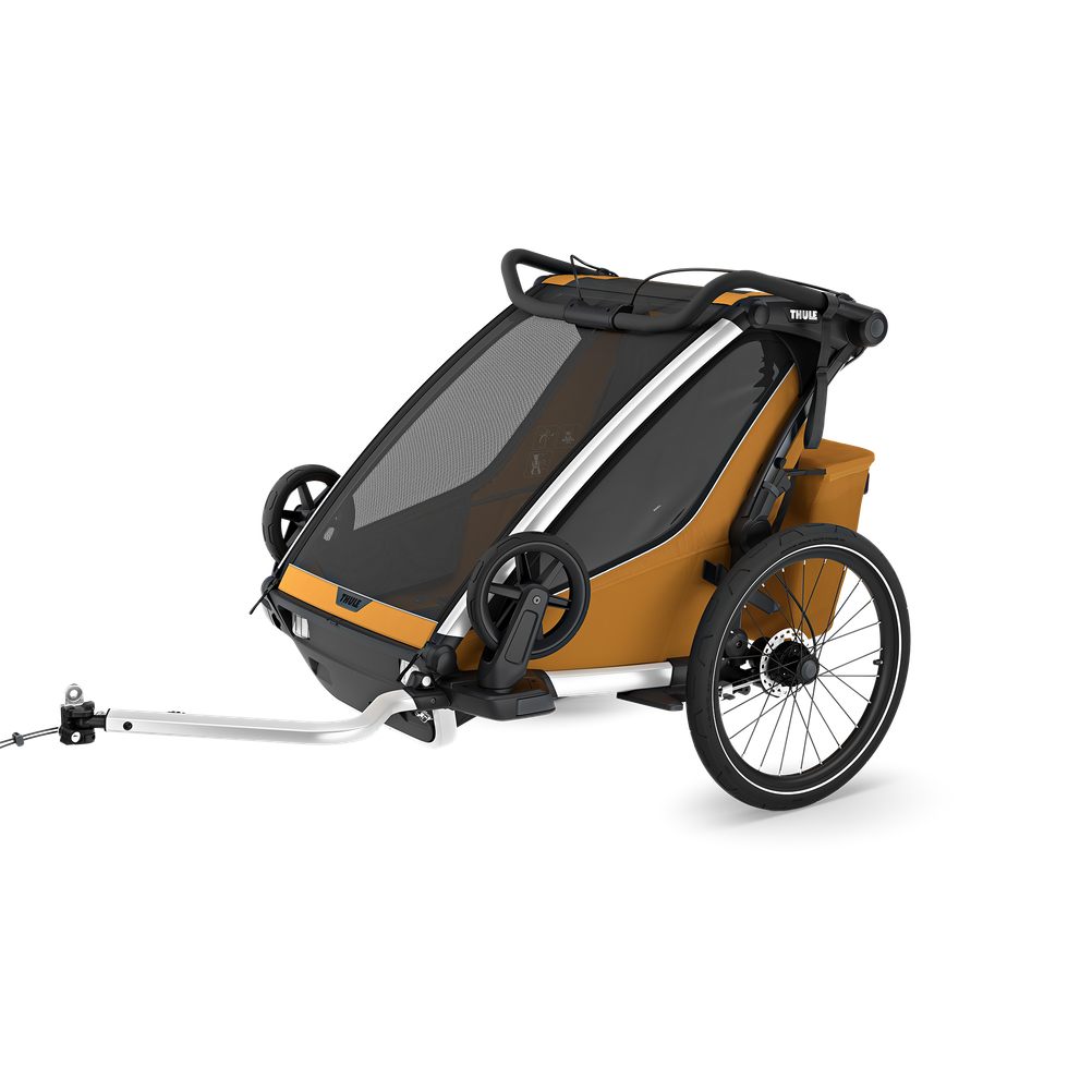Thule Chariot Sport 2 double with Thule Chariot air purifier cover – Natural Gold