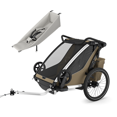 Thule Chariot Cross 2 Geschwisterwagen-Set für Kleinkinder – Faded Khaki