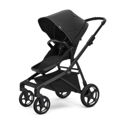 Thule Sleek 2 Wandelbarer Kinderwagen – Tiefschwarz (Midnight Black) – Mono & Geschwisterwagen