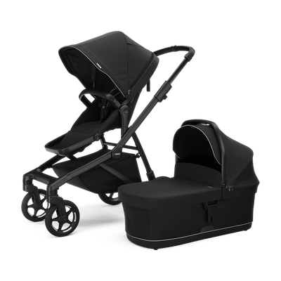 Thule Sleek 2 Kombikinderwagen Bundle – Tiefschwarz – Inkl. Babywanne