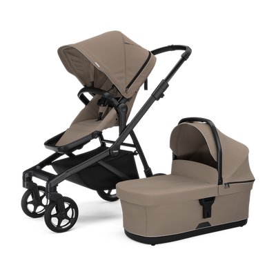 Thule Sleek 2 Kombikinderwagen Bundle – Getöntes Taupe – Inkl. Babywanne