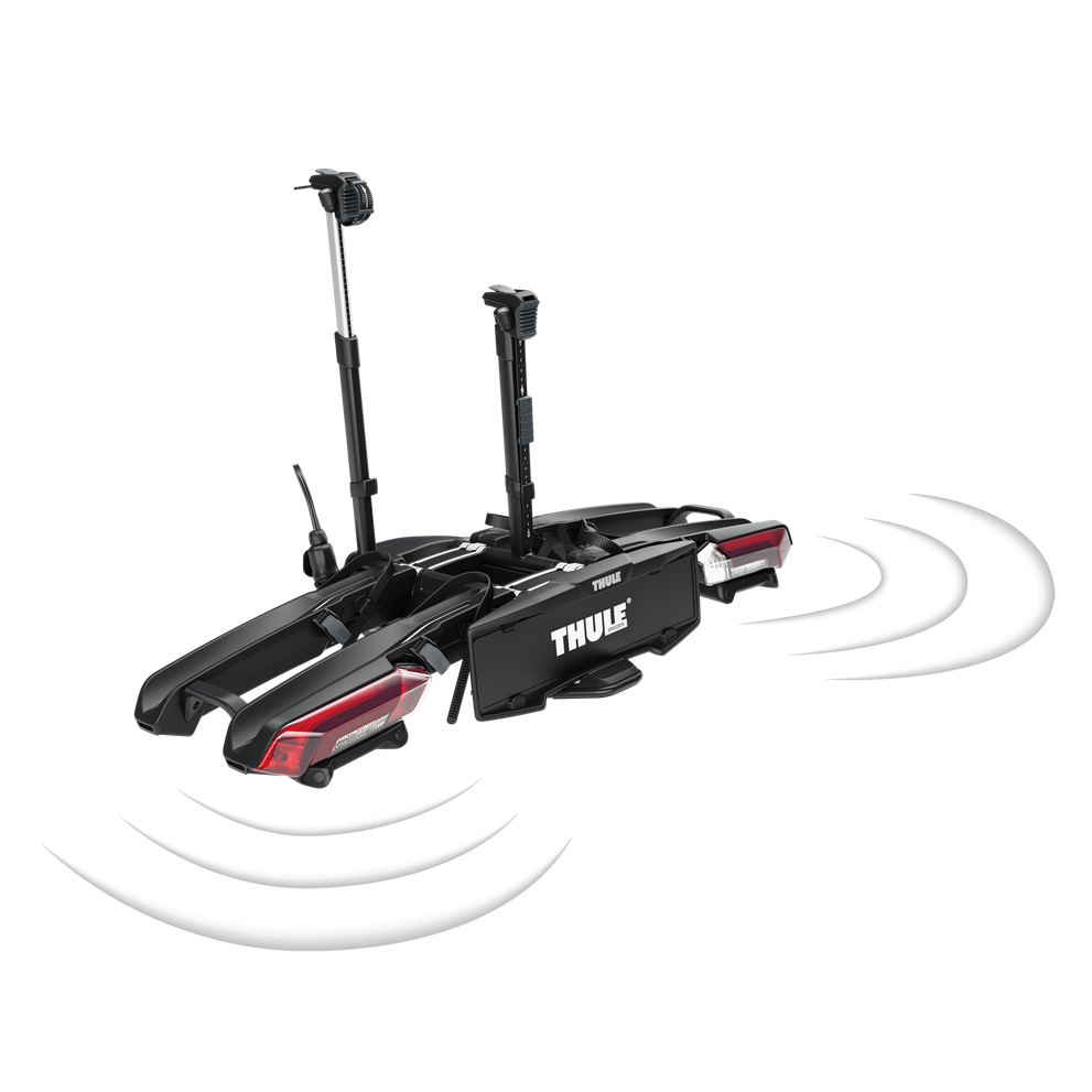 Thule Epos 2 ParkSecure – Faltbarer Anhängerkupplungs-Fahrradträger für 2 Bikes mit integrierten Parksensoren