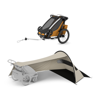 Thule Chariot Sport 2 mit Thule sun and wind tarp – single Natural Gold
