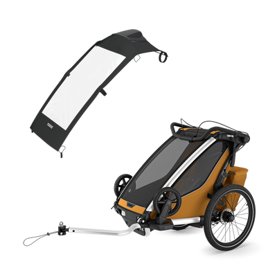 Thule Chariot Sport 2 single with Thule Chariot air purifier cover – Natural Gold