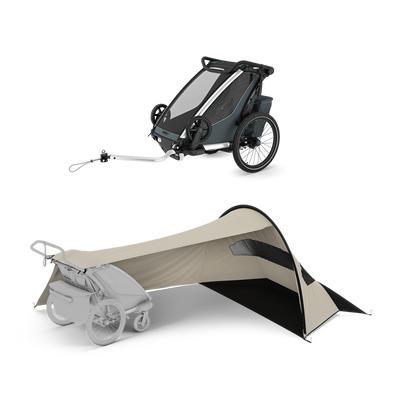 Thule Chariot Cross 2 mit Thule sun and wind tarp – single Dark Slate