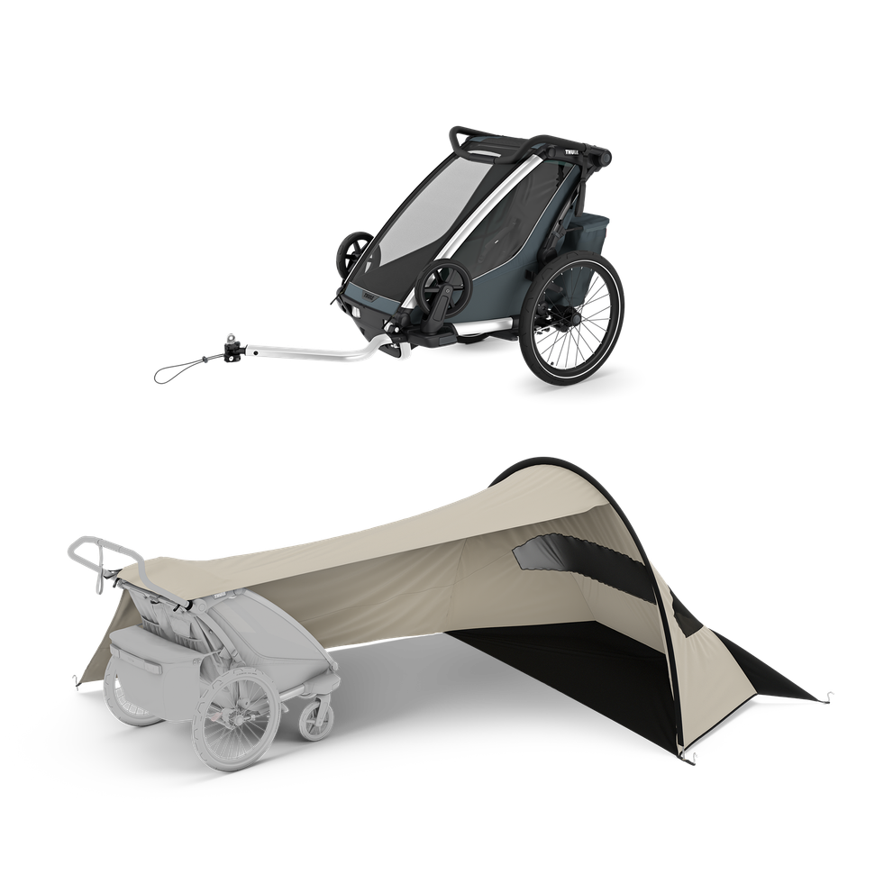 Thule Chariot Cross 2 mit Thule sun and wind tarp – single Dark Slate