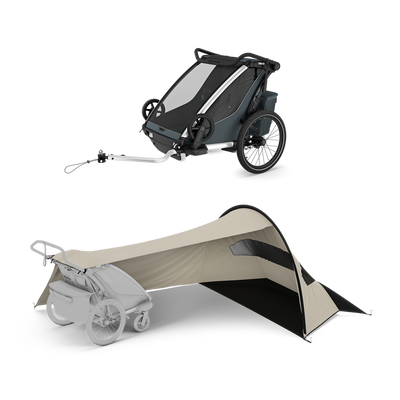 Thule Chariot Cross 2 mit Thule sun and wind tarp – double Dark Slate