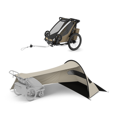 Thule Chariot Cross 2 mit Thule sun and wind tarp – single Faded Khaki