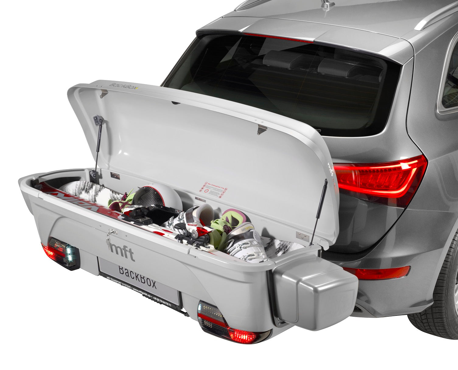 BackBox silber BackBox inkl. Einsatz klein (Breite = 154 cm) und 2 Zurrbändern zur Ladungssicherung