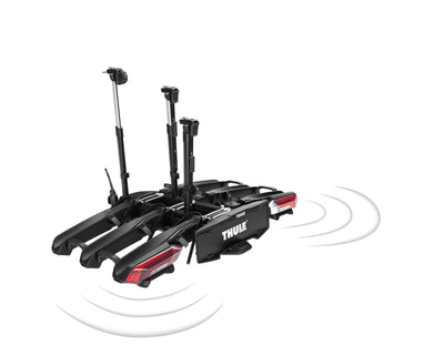 Thule Epos 3 ParkSecure – Faltbarer Anhängerkupplungs-Fahrradträger für 3 Bikes mit integrierten Parksensoren