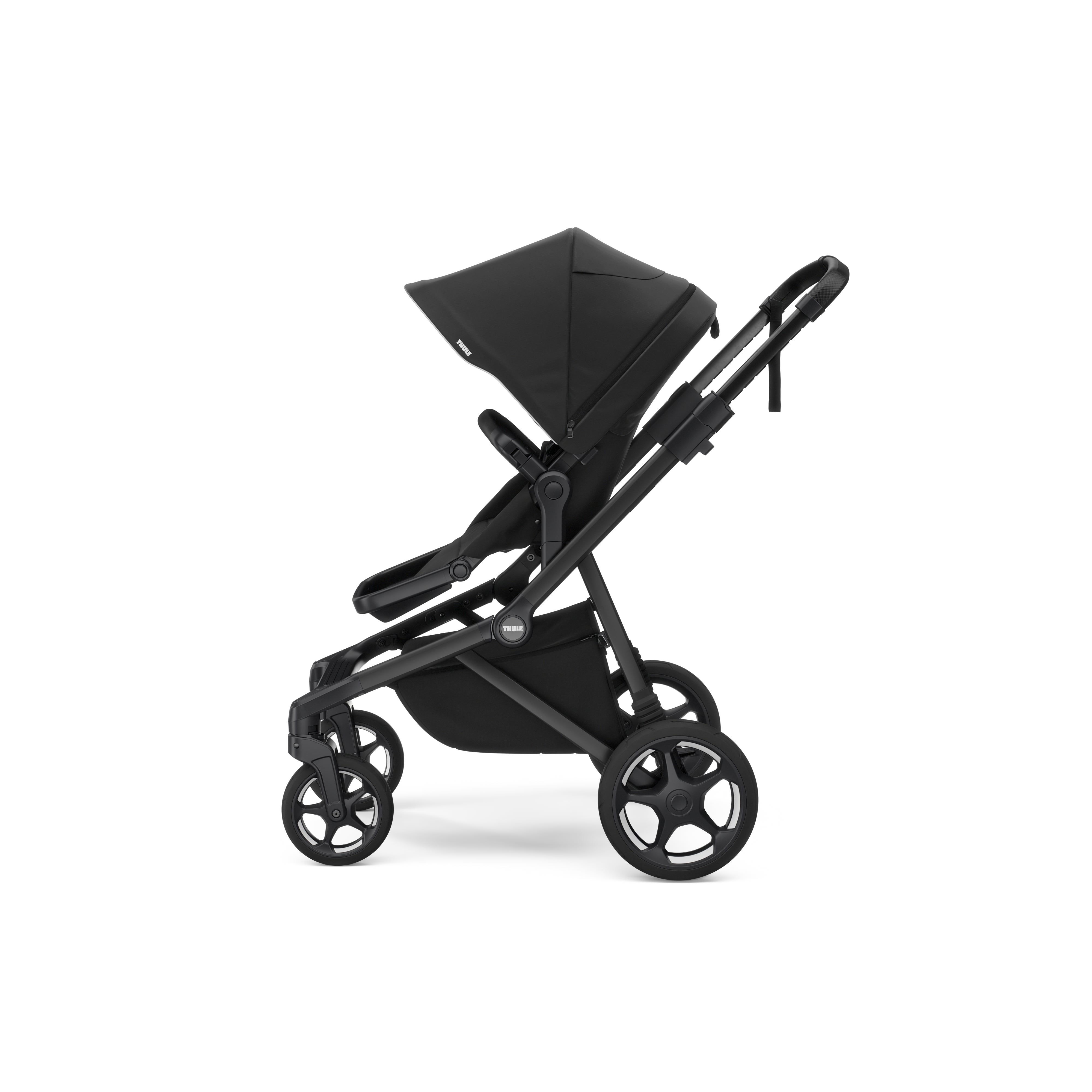Thule Sleek 2 Wandelbarer Kinderwagen – Tiefschwarz (Midnight Black) – Mono & Geschwisterwagen