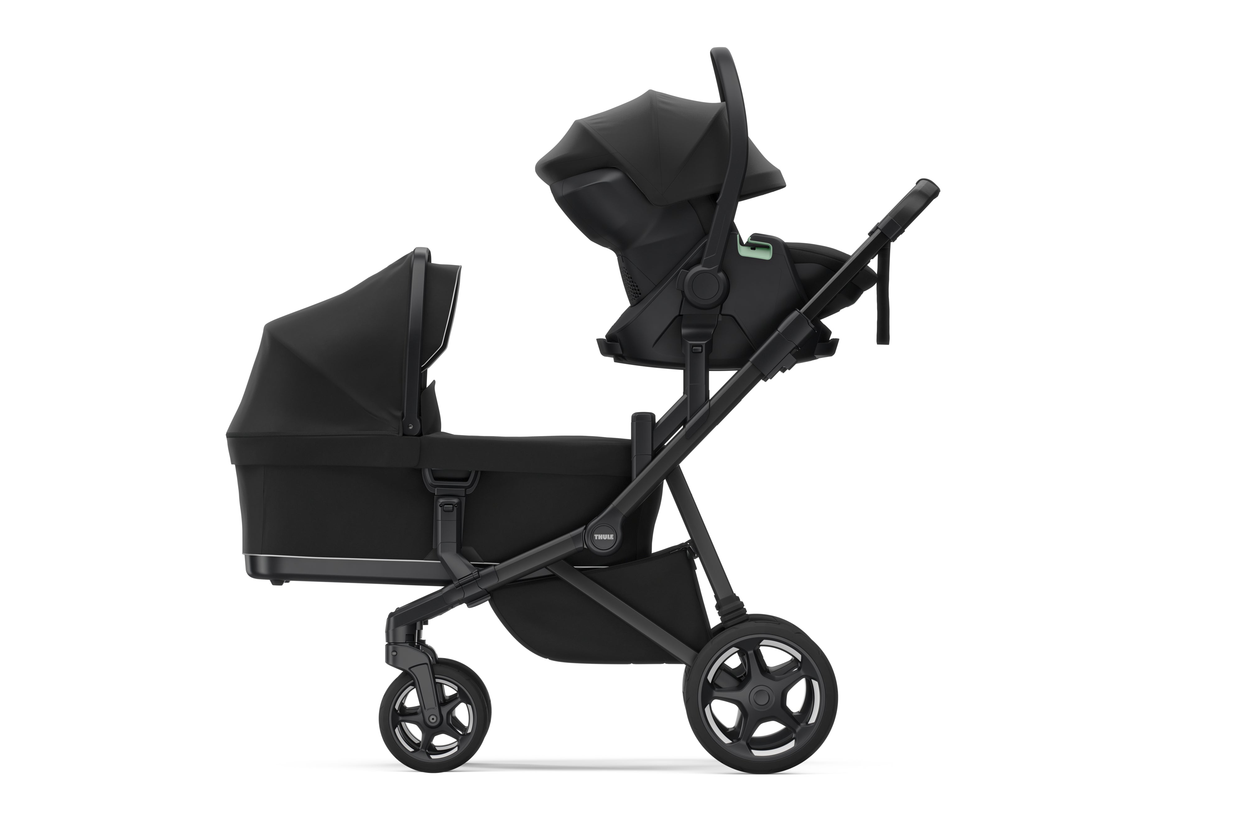 Thule Sleek 2 Wandelbarer Kinderwagen – Tiefschwarz (Midnight Black) – Mono & Geschwisterwagen