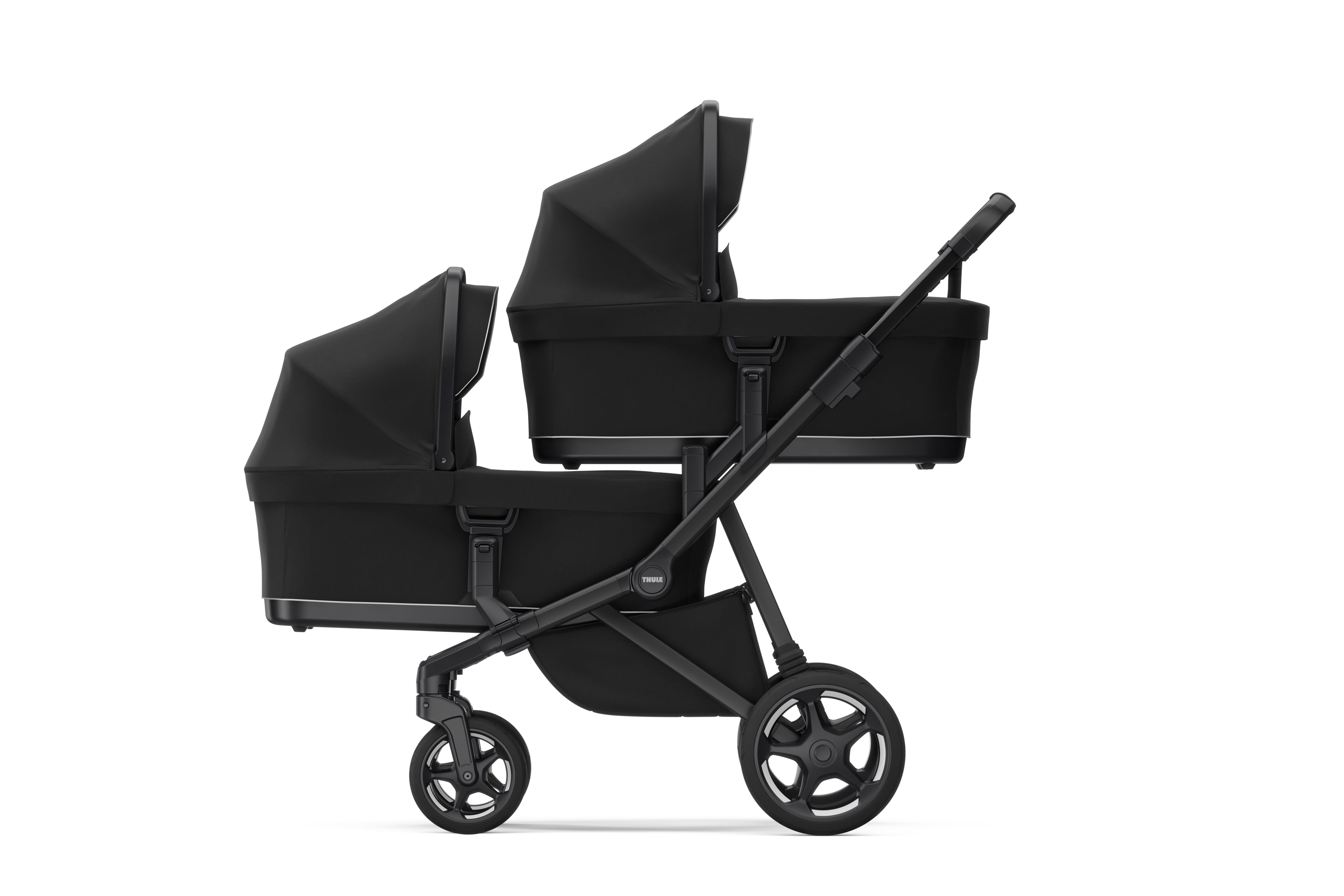 Thule Sleek 2 Wandelbarer Kinderwagen – Tiefschwarz (Midnight Black) – Mono & Geschwisterwagen