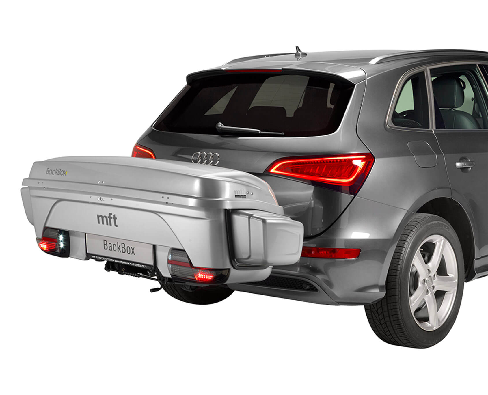 BackBox silber BackBox inkl. Einsatz klein (Breite = 154 cm) und 2 Zurrbändern zur Ladungssicherung