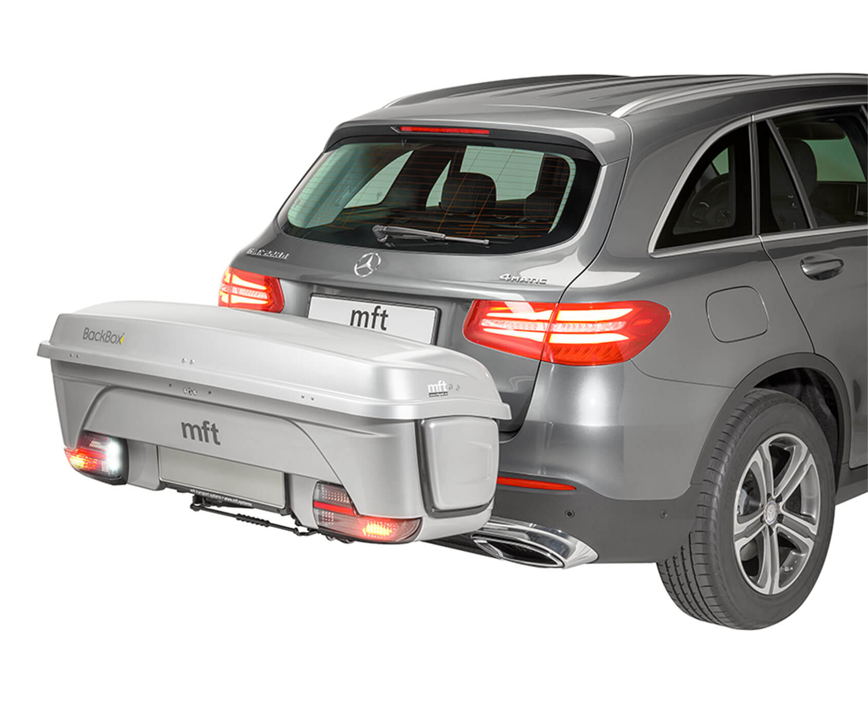BackBox silber BackBox inkl. Einsatz klein (Breite = 154 cm) und 2 Zurrbändern zur Ladungssicherung